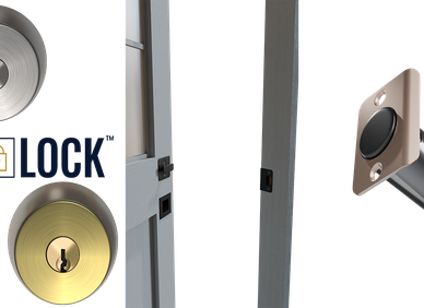 StrikeLock branding with various lock cylinder finishes